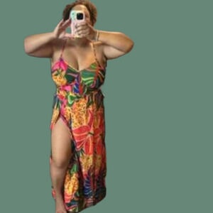 Plus size two-piece tropical maxi skirt set size 0X